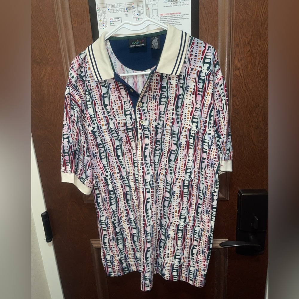 Greg Norman Collection Multicolor Printed Polo Shirt Size Large